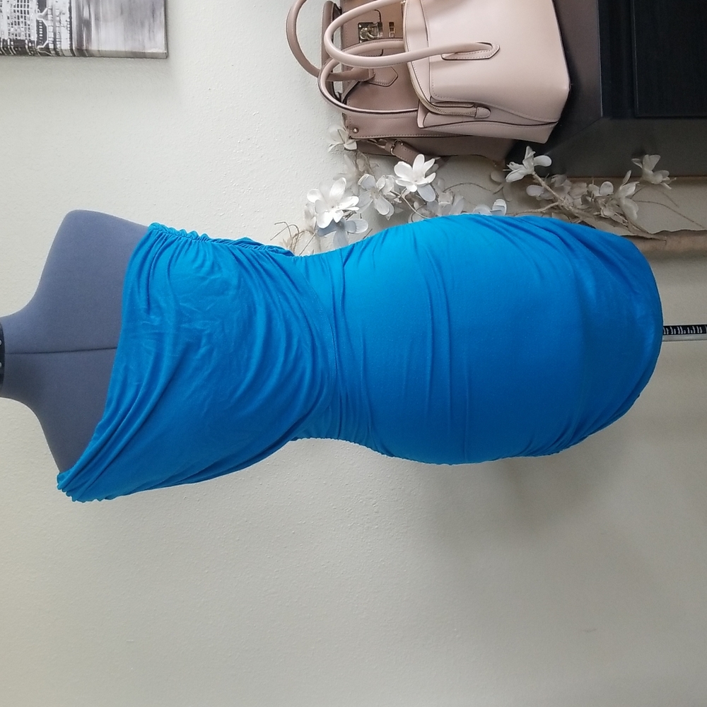 Egyptian blue one shoulder  mini dress.